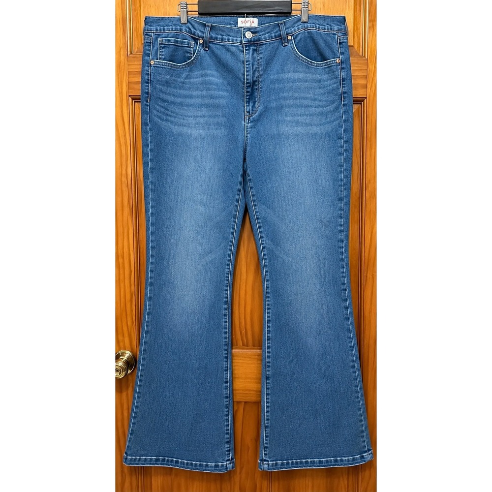 Sofia by Sofia Vergara Melisa Flare High Rise Jeans Light Wash Sz 20 Inseam 32 - Picture 4 of 5